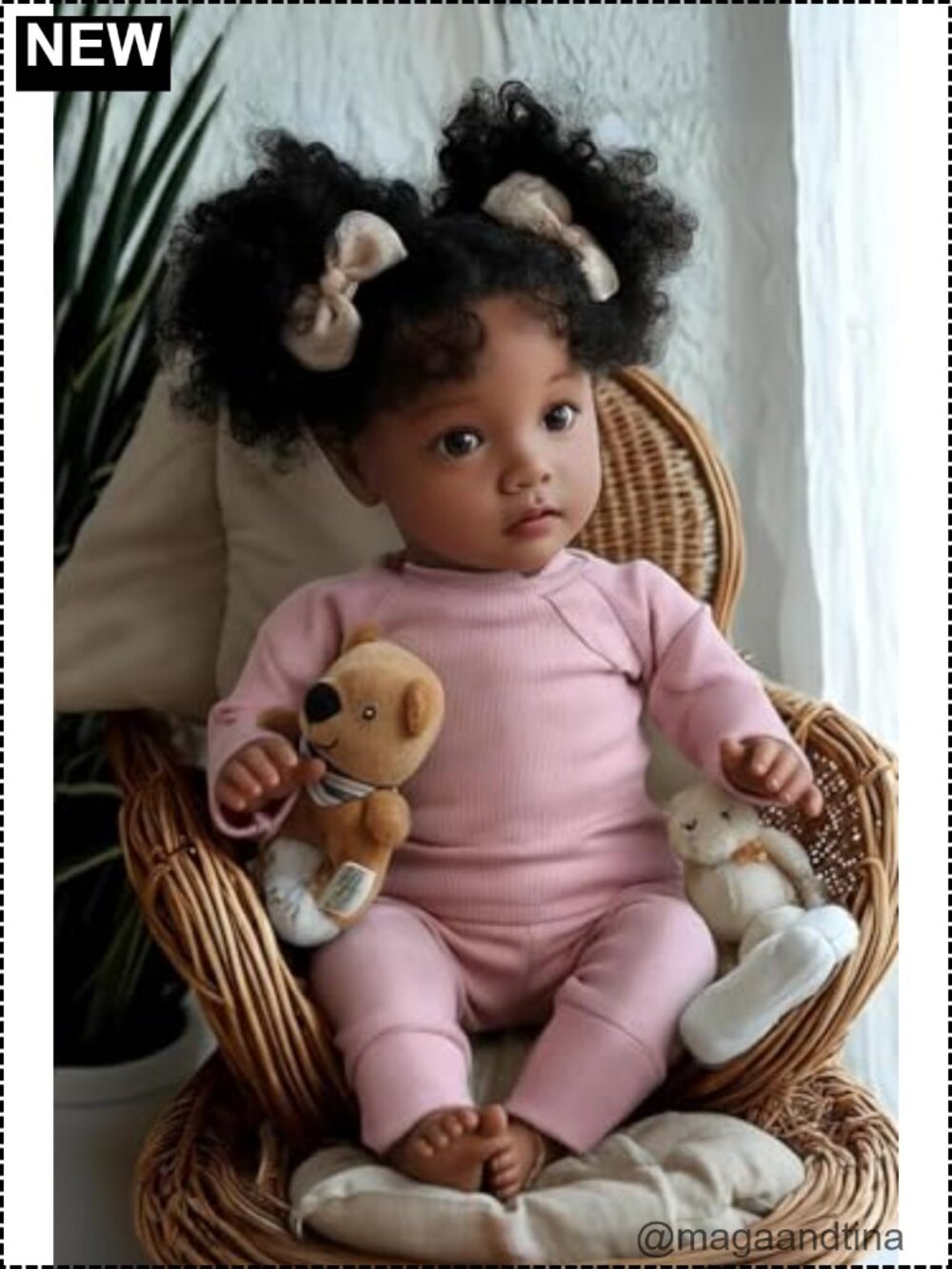 Lifelike 20 Inch Reborn Baby Doll Black Girl Soft Cloth Body Vinyl